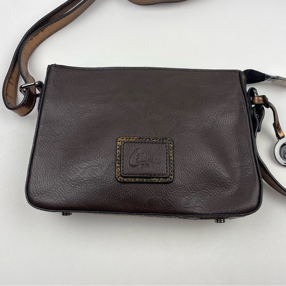 Celine Dion Black Shoulder bag Faux Leather with Silver Inserts Pockets NEW - Picture 2 of 10